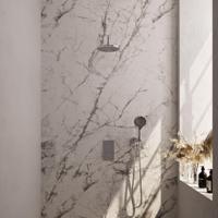 Chrome Carving inbouw regendouche 3-weg omstelling SET 33 met 20cm douchekop en gebogen muurarm - thumbnail