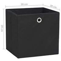 VidaXL Opbergboxen 4 st 28x28x28 cm nonwoven stof zwart - thumbnail