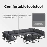 Tuinbankenset met kussen 12 pcs Zwart Aluminium - thumbnail