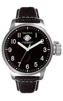 Nautica horlogeband A09595 Leder Zwart 22mm + wit stiksel - thumbnail