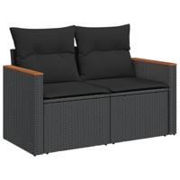 8-delige Loungeset met kussens poly rattan zwart - thumbnail