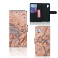 Marmer Oranje Hoesje Alcatel 1B 2020 Boekhoes Kunstleer TPU Met Vakjes Voor 3 Pasjes En Sterke Bescherming | Book Case - thumbnail