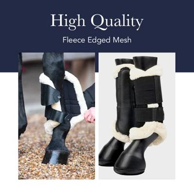 LeMieux Fleece Beenbeschermers zwart/bruin maat:m LeMieux Fleece Beenbeschermers zwart/bruin maat:m