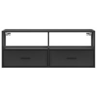 Tv-meubel 100x31x39,5 cm bewerkt hout en metaal zwart - thumbnail