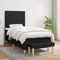 Boxspring met matras stof zwart 90x190 cm - thumbnail