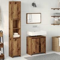 3-delige Badkamermeubelset bewerkt hout oud houtkleurig - thumbnail