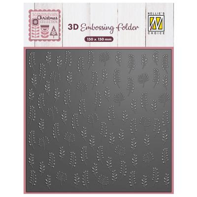 Nellie's Choice • 3d embossing folder achtergrond smalle bladeren 15x15cm
