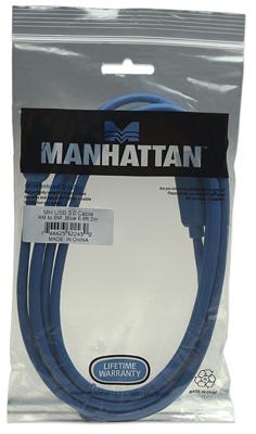 Manhattan 322430 SuperSpeed USB 3.0 aansluitkabel (A-stekker/B-stekker) 2 m blauw