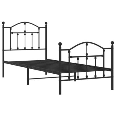 Bedframe met hoofd- en voeteneinde metaal zwart 90x190 cm