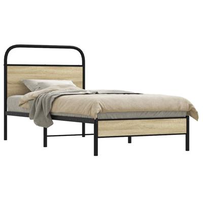 Bedframe zonder matras bewerkt hout sonoma eikenkleur 75x190 cm Bedframe zonder matras bewerkt hout sonoma eikenkleur 75x190 cm
