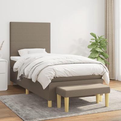 Boxspring met matras stof taupe 90x190 cm