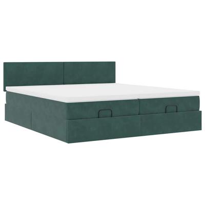 Ottoman bed met matrassen 180x200cm fluweel donkergroen