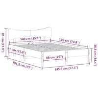 Bed met matras massief grenenhout wasbruin 140x190 cm - thumbnail