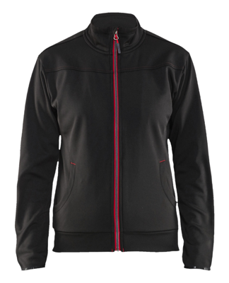 Blåkläder Dames service Sweatshirt met rits 33942526 | Zwart/Rood | Maat M - 7330509648148