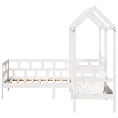 Kinderbedset met huisje massief grenenhout wit 80x200 cm
