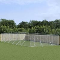 Hondenkennel voor buiten 6x14x2 m gegalvaniseerd staal zilver - thumbnail