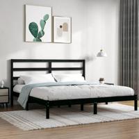 Bedframe massief grenenhout zwart 200x200 cm - thumbnail