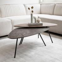 DTP Home Salontafel 'Plectro' Betonlook, Set van 2 stuks, kleur Bruin/Zwart - thumbnail