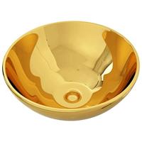 VidaXL Wastafel 32,5x14 cm keramiek goudkleurig - thumbnail