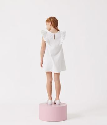 Korte mouwen katoenen kinderjurk PETIT BATEAU wit