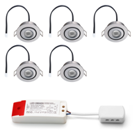 Set LED-inbouwspot Piccolo zilver 3W dimbaar IP44 3-6 stuks - thumbnail
