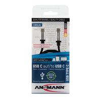 ANSMANN USB kabel type C naar type C data- en oplaadkabel 1 m (snel opladen en synchroniseren) voor MacBook, Chromebook, Smartphone, Tablet - thumbnail