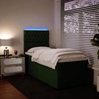 Boxspring met matras fluweel donkergroen 80x200 cm - thumbnail