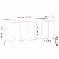 Platenkast met plank Zwart eiken 100 x 38 x 48 cm Bewerkt hout - thumbnail