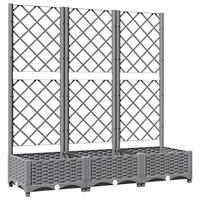 VidaXL Plantenbak met latwerk 120x40x121,5 cm polypropeen lichtgrijs - thumbnail