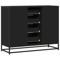 Dressoir 92x35x76 cm bewerkt hout zwart - thumbnail