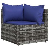 3-delige Loungeset met kussens poly rattan grijs - thumbnail