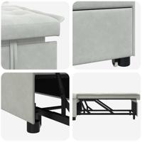 Slaapbank Lichtgrijs 67 x 194 x 38 cm Fluweel - thumbnail