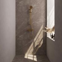 Brauer Gold Edition Douchekraan opbouw - glijstang - 1 functie - 2 gladde knoppen - handdouche rond 3 standen - PVD - geborsteld goud 5-GG-236 - thumbnail