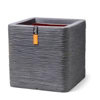 Capi pot vierkant rib - 40 cm donkergrijs - thumbnail