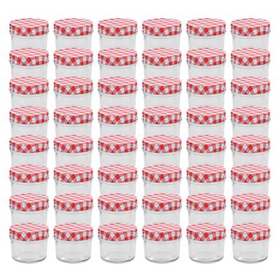 VidaXL Jampotten met wit met rode deksels 48 st 110 ml glas VidaXL Jampotten met wit met rode deksels 48 st 110 ml glas