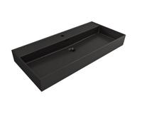 Wastafel Plieger Kansas 1 Kraangat 100x46,6 cm met Overloop Mat Zwart - thumbnail