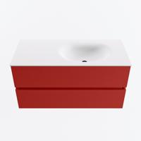 MONDIAZ VICA 100cm badmeubel onderkast Fire 2 lades. Wastafel MOON rechts zonder kraangat, kleur Talc. - thumbnail