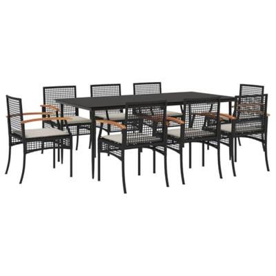 9-delige Tuinset poly rattan zwart