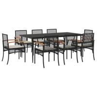 9-delige Tuinset poly rattan zwart - thumbnail
