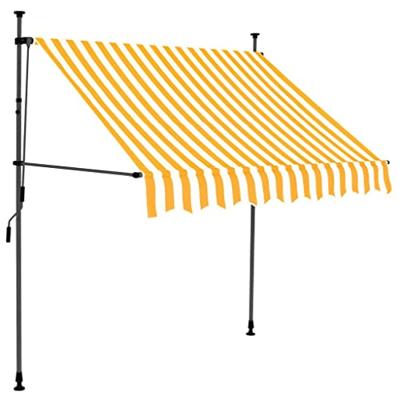 Luifel handmatig uitschuifbaar met LED 150 cm wit en oranje - thumbnail