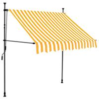 Luifel handmatig uittrekbaar met LED 150 cm wit en oranje - thumbnail