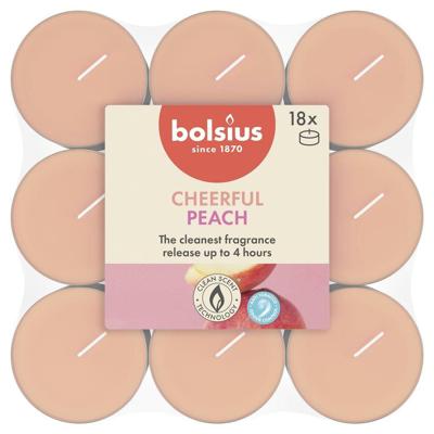 Bolsius geurtheelicht true scents peach 18 stuks