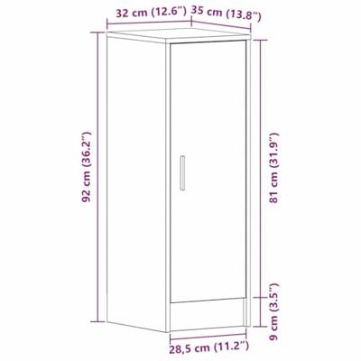 VidaXL Schoenenkast met plank zwart eiken 32 x 35 x 92 cm bewerkt hout