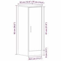 Schoenenkast met plank Zwart eiken 32 x 35 x 92 cm Bewerkt hout - thumbnail