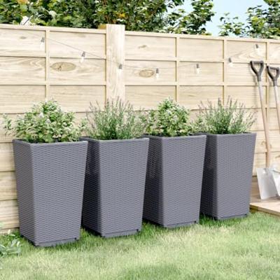 VidaXL Plantenbakken 4 st 32,5x32,5x57 cm polypropeen blauwgrijs