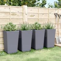 Plantenbakken 4 st 32,5x32,5x57 cm polypropeen grijs - thumbnail