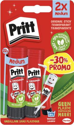 Pritt plakstift, 22 g, blister van 2 stuks, korting van 30 %