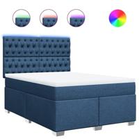 Boxspring met matras stof blauw 160x200 cm - thumbnail