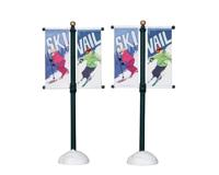 Lemax street pole banner s/2 kerstdorp accessoire Vail Village 2012 - thumbnail