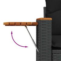 10-delige Loungeset met kussens poly rattan zwart - thumbnail